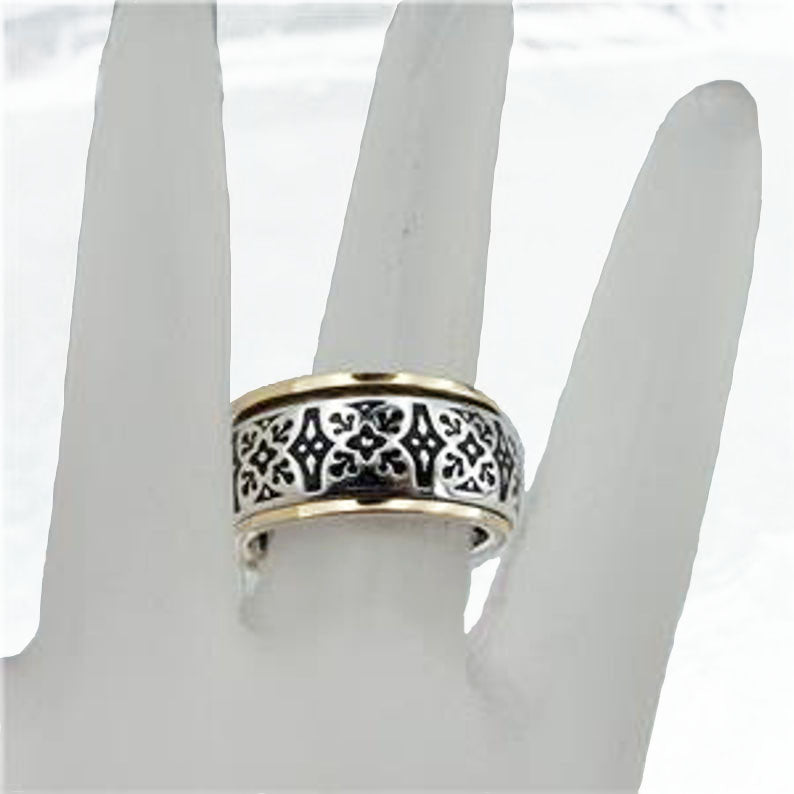 Hadar Designers Spinner 925 Silver Black Enamel Ring