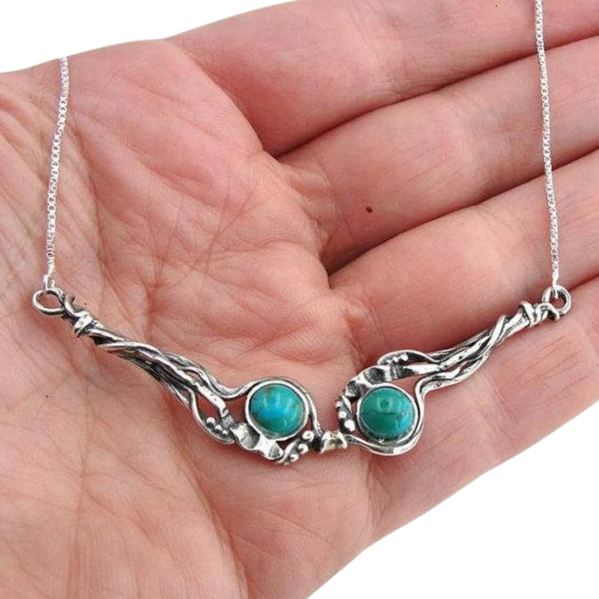 Sterling silver pendant with Natural Turquoise Gemstones, arrive with sterling silver Necklace, Gift for her, handmade turquoise necklace, Israeli Jewelry, Israeli design, gift for wife, unisex Necklace, men Necklace, gift for daughter, Solid Silver