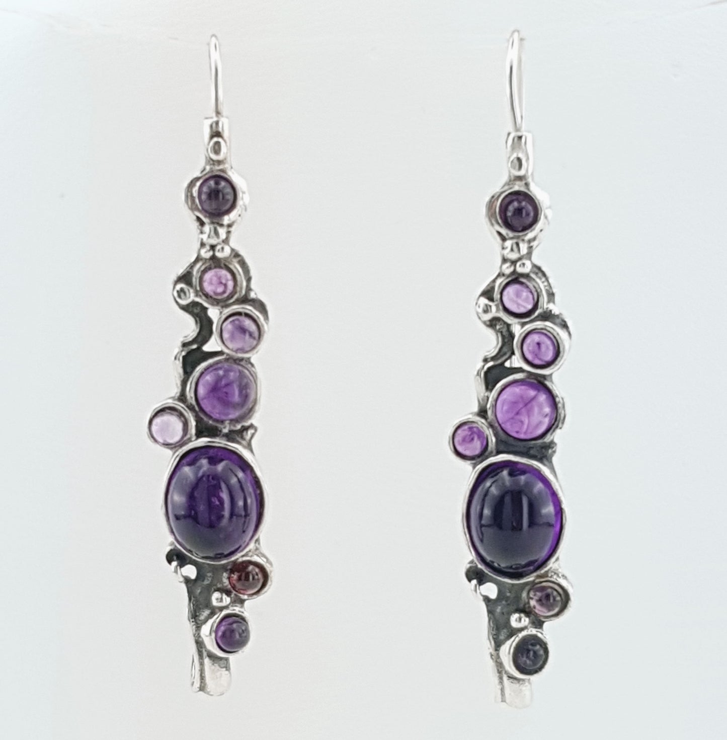 Hadar Jewelry handmade Dangle 925 Sterling Silver Purple Gemstone  Earrings