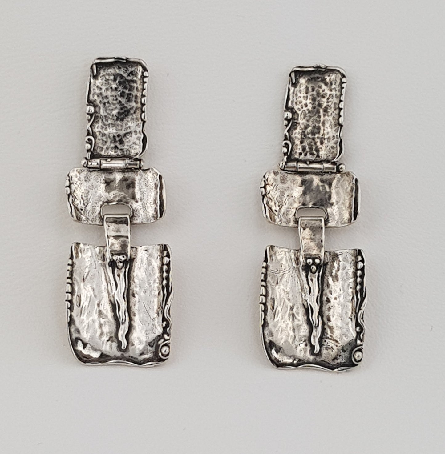 Hadar Jewelry Handmade Artistic and big 925 Sterling Silver Stud Earrings