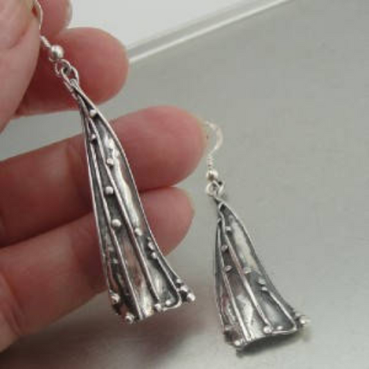 Hadar Jewelry Handmade Art 925 Sterling Silver Long Earrings (H 271)
