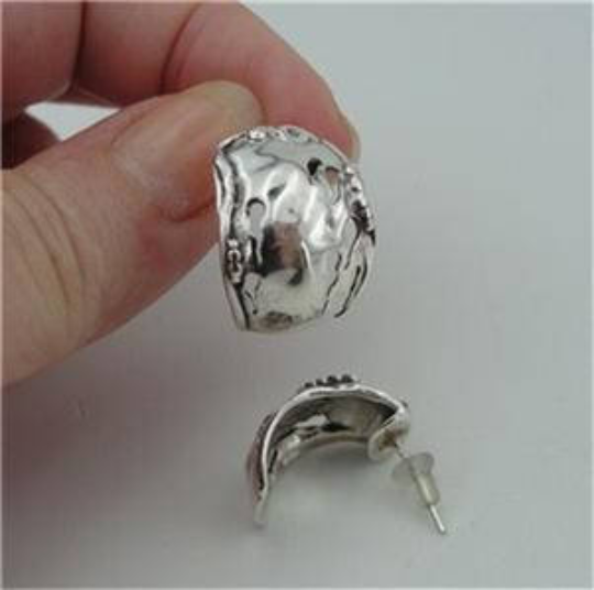 Hadar Jewelry Handmade Artistic 925 Sterling Silver J Hoop Earrings (H)