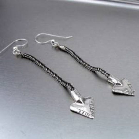 Hadar Jewelry Handmade Dangle Long 925 Sterling Silver Arrow Earrings (H)