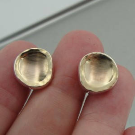 Hadar Jewelry Classy Handmade 9k Yellow Gold 925 Silver Stud Earrings