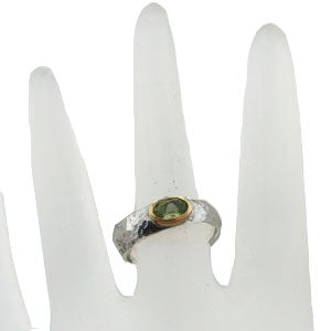 Peridot Ring with 9k Yellow Gold 925 Silver