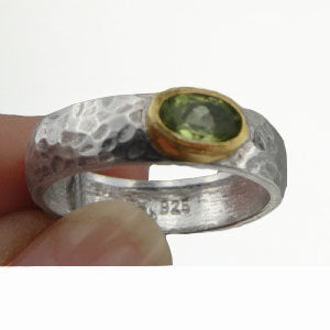 Peridot Ring with 9k Yellow Gold 925 Silver