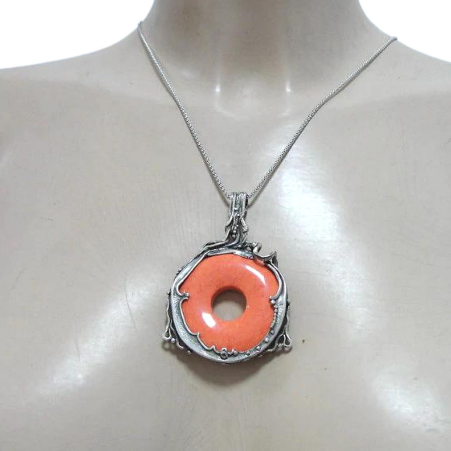 925 Silver Pendant with Coral