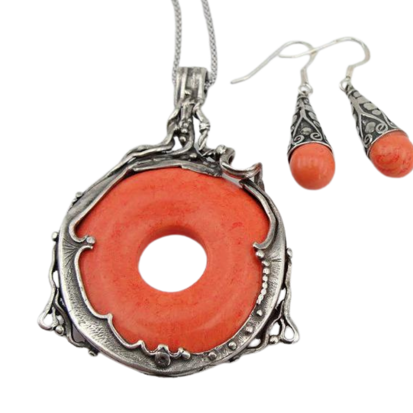 925 Silver Pendant with Coral