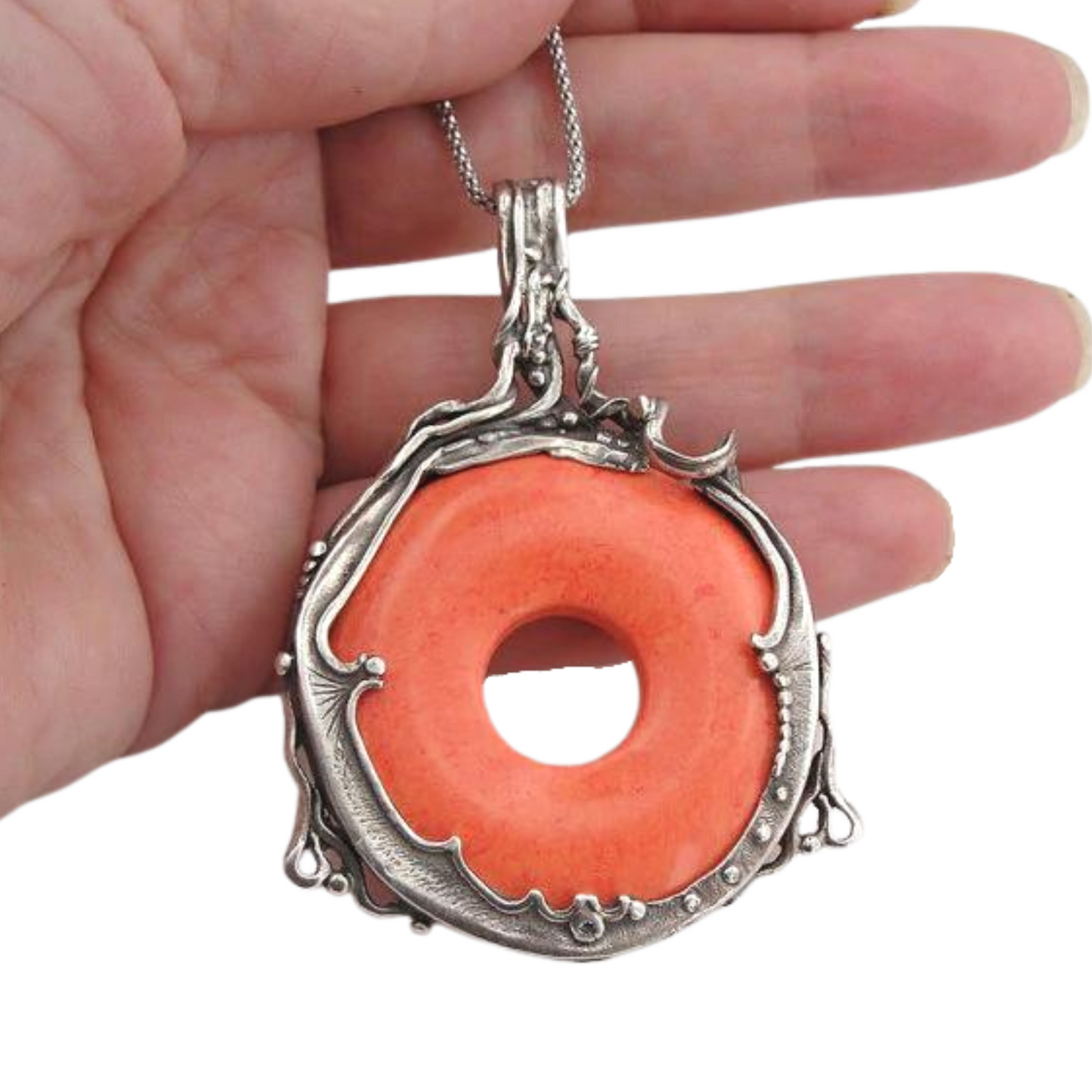 925 Silver Pendant with Coral