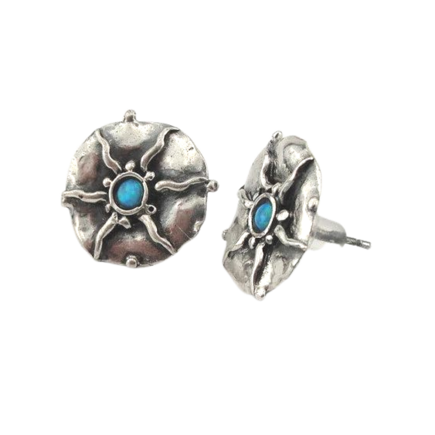Sterling Silver Stud Opal Earrings