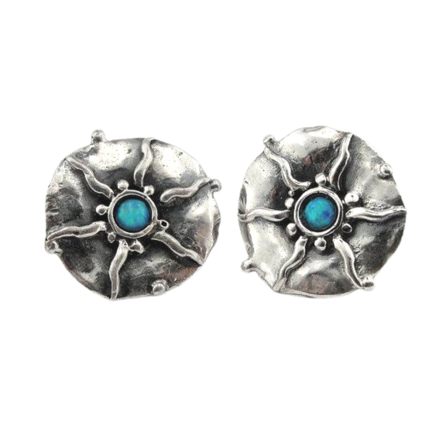 Sterling Silver Stud Opal Earrings