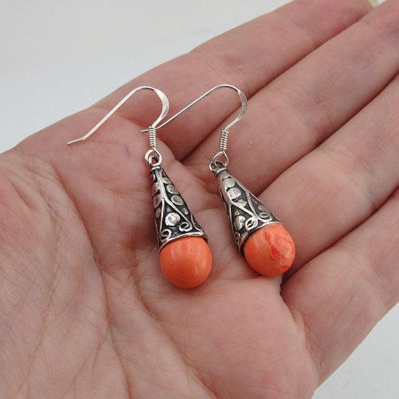 Drop shape Coral earrings
