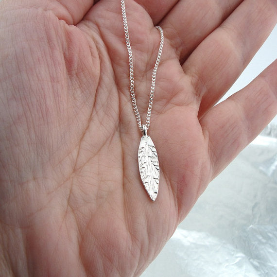 Handmade 925 Silver Pendant, Leaf Pendant, Pendant with chain, silver necklace, everyday, simple, birthday, wedding, bridesmaid jewelry