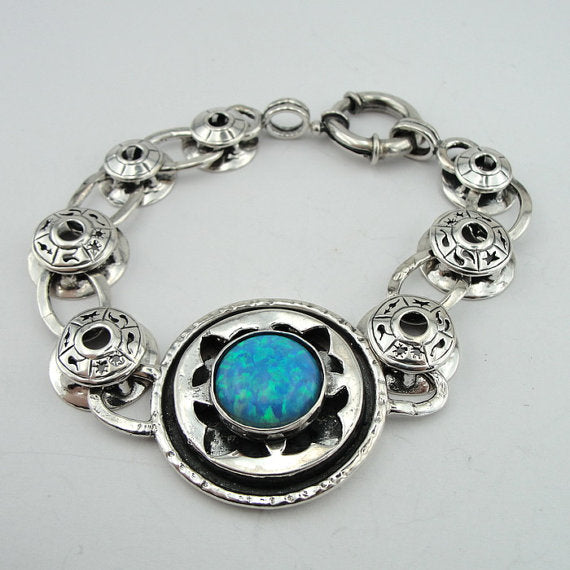 Opal & 925 Sterling Silver Bracelet