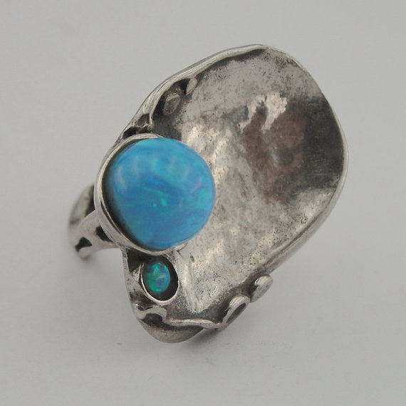 Sterling Silver Opal Ring 8mm lab created Opal (147)