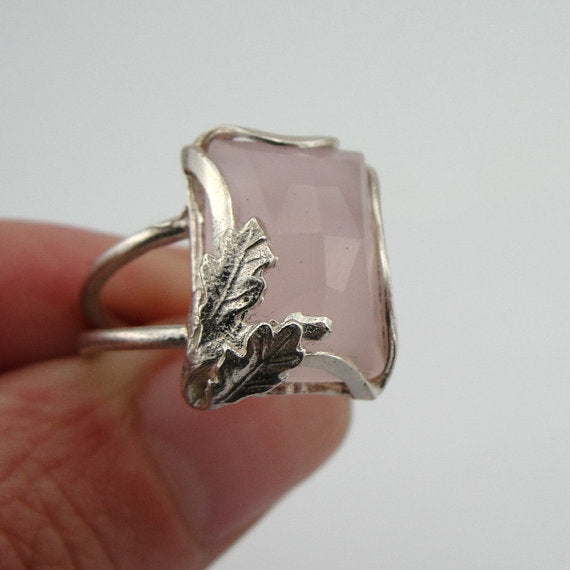 Silver Rose Quartz Ring ( r 10009q)