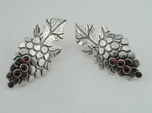 Hadar Fine Sterling Silver 925 ,earrings with garnet stones ,gift , (31606es)