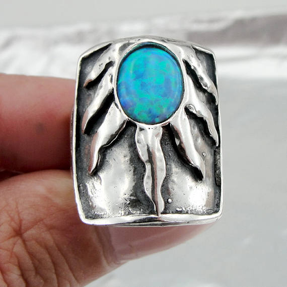 Silver Ring with opal Gemstone (h 160)