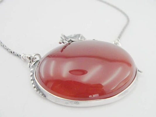 New Israel Handmade Fabulous Sterling Silver cornelian , chain , Pendant (434)