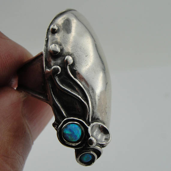 Massive Handmade ,925, Sterling Silver 925 Opal Ring (170)