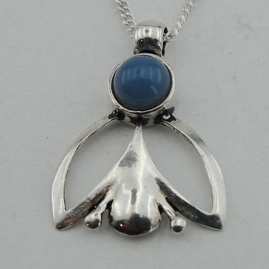 HADAR Israel Beautiful Sterling Silver and agat blue Handmade Design Pendant (d4012