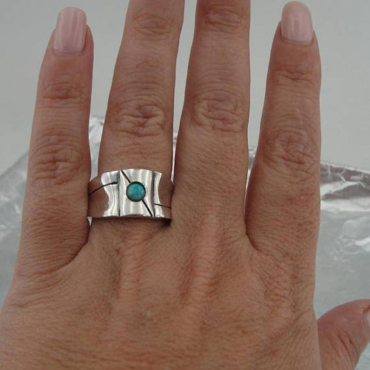 Hadar Israel Art Silver Opal Ring 11 and can be resize