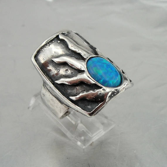 Silver Ring with opal Gemstone (h 160)