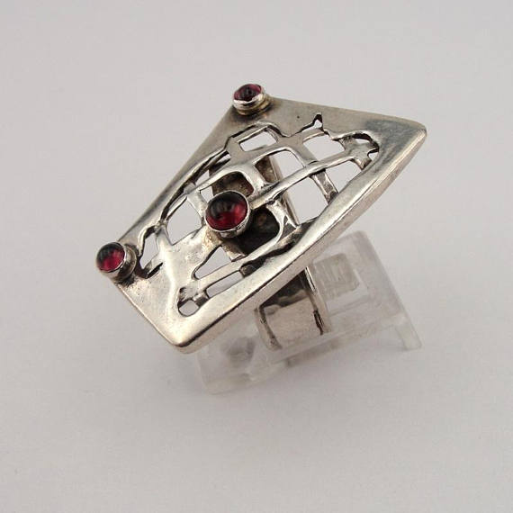 Hadar Jewelry Handcrafted Sterling Silver Garnet Ring size 7.5, Red stone 925 Silver ring, January Birthstone, Birthday gift, Everyday (h