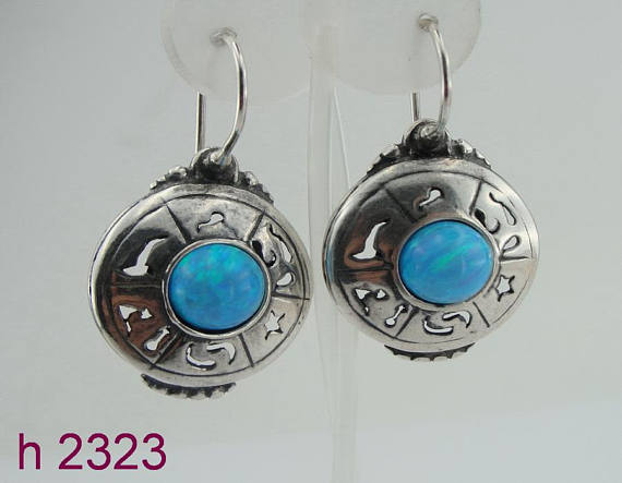 Silver & Opal Round Earrings ( h2323