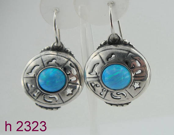 Silver & Opal Round Earrings ( h2323