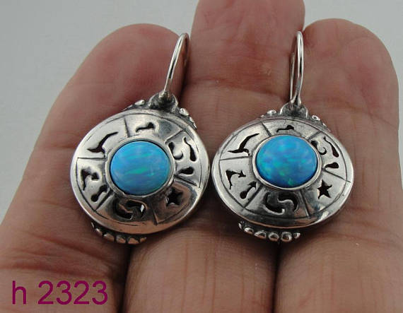 Silver & Opal Round Earrings ( h2323