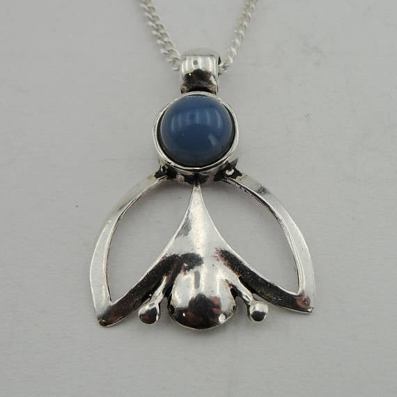 HADAR Israel Beautiful Sterling Silver and agat blue Handmade Design Pendant (d4012