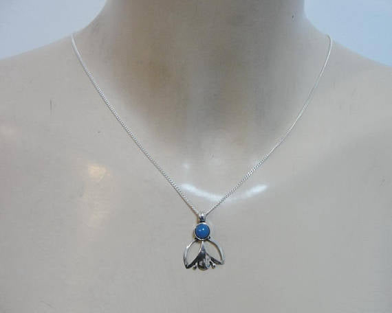 HADAR Israel Beautiful Sterling Silver and agat blue Handmade Design Pendant (d4012