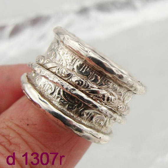 Unisex Fine New 925 Sterling Silver Swivel Wide Band braid Ring