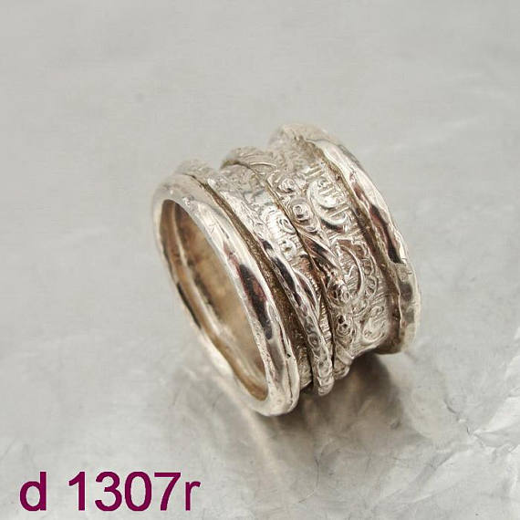 Unisex Fine New 925 Sterling Silver Swivel Wide Band braid Ring