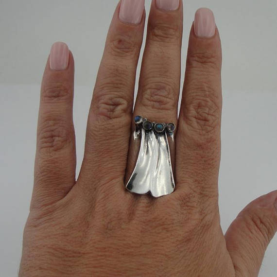 Labradorite Ring, Handmade 925 Sterling Silver Ring, Ring Size 9, Long Ring, Labradorite Jewelry, Birthday gift, Free shipping (h 1542