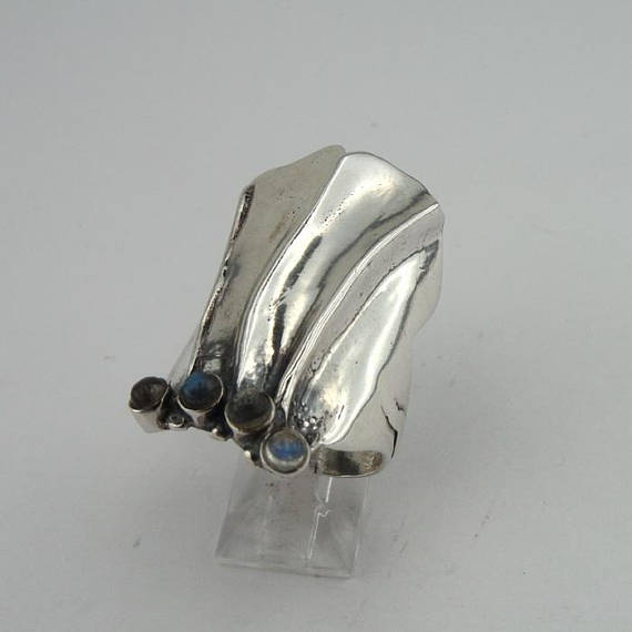 Labradorite Ring, Handmade 925 Sterling Silver Ring, Ring Size 9, Long Ring, Labradorite Jewelry, Birthday gift, Free shipping (h 1542