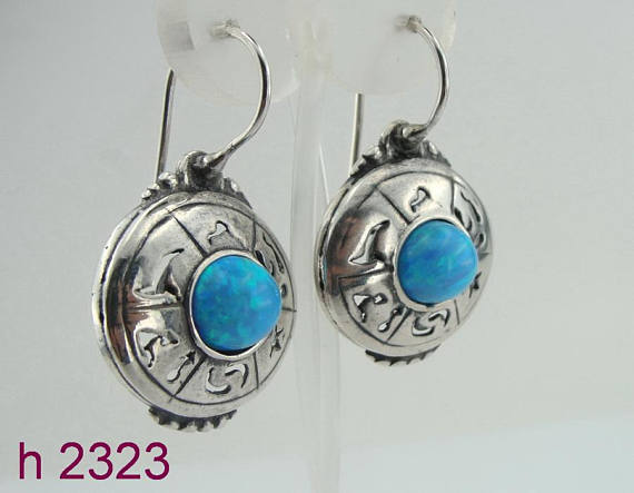 Silver & Opal Round Earrings ( h2323