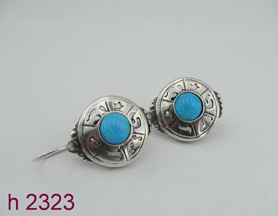 Silver & Opal Round Earrings ( h2323