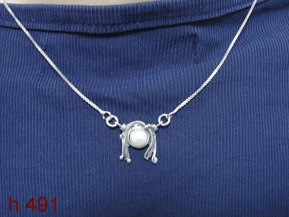 HADAR Israel Beautiful Sterling Silver and pearl Handmade Design Pendant ,gift , (d4012