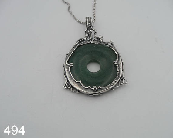 Round 925 Silver agate Pendant,  ( h 494)