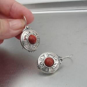 Hadar Jewelry Handmade Drop Dangle 925 Sterling Silver Coral Earrings