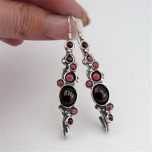 Hadar Jewelry handmade Dangle 925 Sterling Silver Red Garnet Earrings