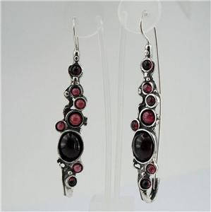 Hadar Jewelry handmade Dangle 925 Sterling Silver Red Garnet Earrings