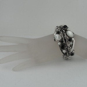 Hadar Art Silver 925 Onyx Pearl Bracelet (313b)