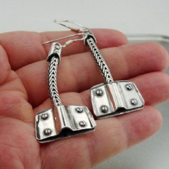 925 Sterling Silver Earrings, NEW Handmade Wild Art Silver Earrings, Long Earrings (h)