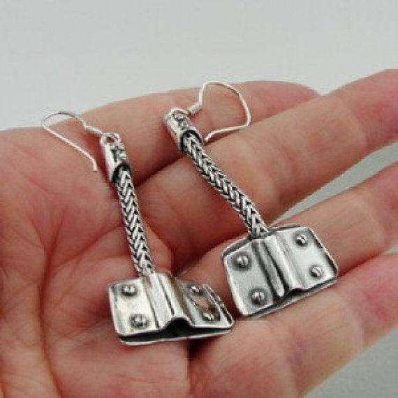 925 Sterling Silver Earrings, NEW Handmade Wild Art Silver Earrings, Long Earrings (h)