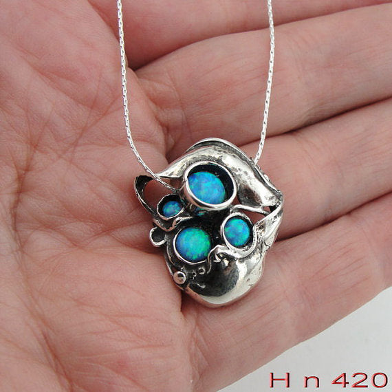 NEW Hadar handcrafted 925 Sterling Silver unique Opal Pendent. woman gift (H n421)