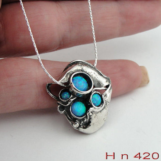 NEW Hadar handcrafted 925 Sterling Silver unique Opal Pendent. woman gift (H n421)