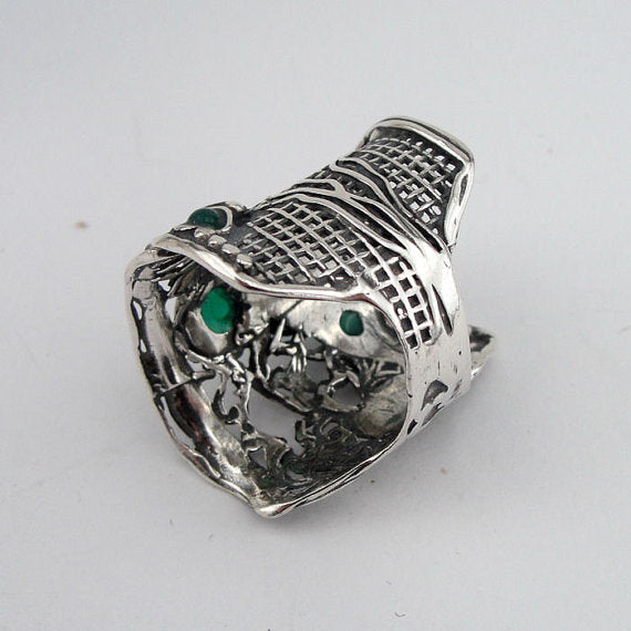 Sterling Silver Green Agate Ring (H 144)